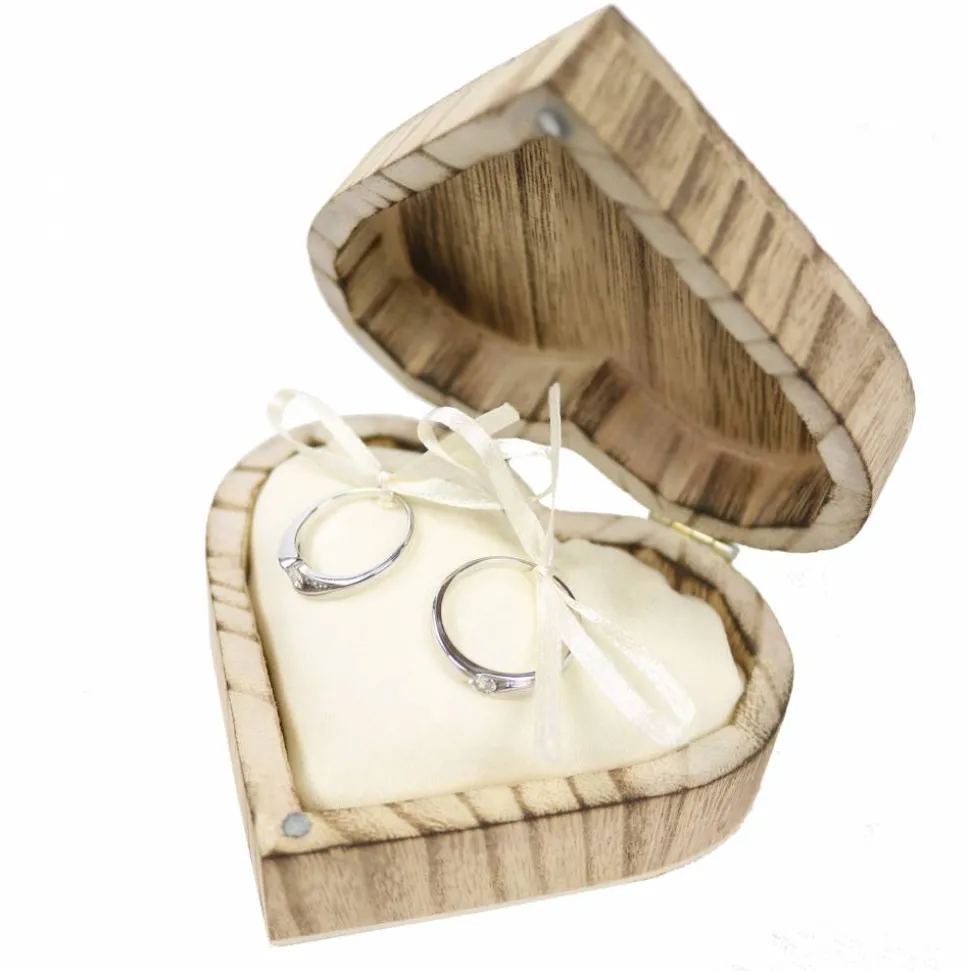 Vintage RINGBOX aus HOLZ Herz Ringkissen mit GRAVUR Rustikale Hochzeit Ringschachtel für Eheringe Ringkästchen Ringschatulle Personalisiert