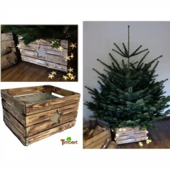VINTAGE WEIHNACHTSBAUMSTÄNDER Christbaum Ständer aus Holz alte Rustikale OBSTKISTE Weihnachtsdeko Holzkiste Baumhalter Weihnachten Geschenk