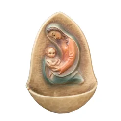 Vintage Weihwasserkessel Muttergottes mit Kind aus Kunststoff, dekorativ, 80er Jahre, gebraucht