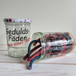 Vorratsglas Gedultsfäden zum behalten oder zum verschenken