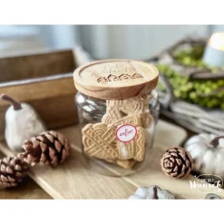 Vorratsglas Holzdeckel | Weihnachten | Keksglas | Plätzchenglas | Gravur | 830ml | Geschenk zu Weihnachten | Glas