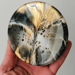 Vorratsglas mit handbemaltem, schwaz/goldenem Holzdeckel – Unikat Deko & Aufbewahrung (2)