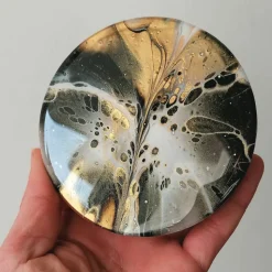 Vorratsglas mit handbemaltem, schwaz/goldenem Holzdeckel – Unikat Deko & Aufbewahrung (2)