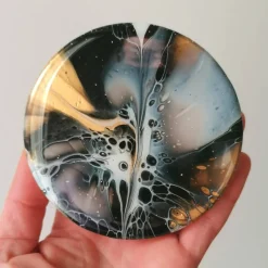 Vorratsglas mit handbemaltem, schwaz/goldenem Holzdeckel – Unikat Deko & Aufbewahrung (3)