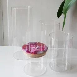 Vorratsglas mit handbemaltem Holzdeckel in Magenta und Silber– Unikat Deko & Aufbewahrung
