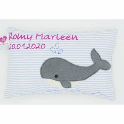 Wal Fisch Namenskissen Taufkissen Kuschelkissen Kindergartenkissen Geburtsgeschenk