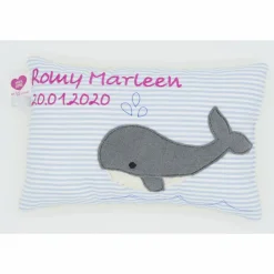 Wal Fisch Namenskissen Taufkissen Kuschelkissen Kindergartenkissen Geburtsgeschenk
