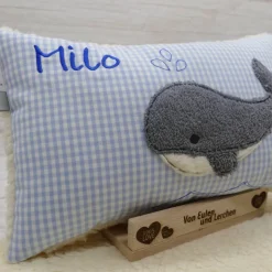 Wal Fisch Namenskissen Taufkissen Kuschelkissen Kindergartenkissen Geburtsgeschenk