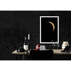 Wandbild Poster "Sichelmond" // Geschenke für Ihn // Geschenke für Weihnachten // Mond Mondsichel Schwarz Gold Fotografie // 45 x 30 cm