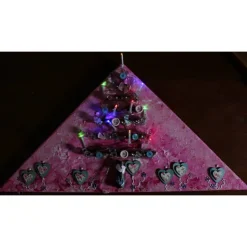 Wanddeko BABY-BAUM künstlerischer, abstrakter Weihnachtsbaum auf einem Keilrahmen Künstlerbaum m. LED-Beleuchtung