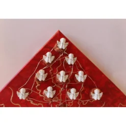 Wanddeko ENGELS-BÄUMCHEN künstlerischer, abstrakter Weihnachtsbaum auf einem Keilrahmen Künstlerbaum m. LED-Beleuchtung