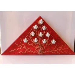 Wanddeko ENGELS-BÄUMCHEN künstlerischer, abstrakter Weihnachtsbaum auf einem Keilrahmen Künstlerbaum m. LED-Beleuchtung