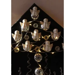 Wanddeko ENGELSZAUBER künstlerischer abstrakter Weihnachtsbaum auf einem Keilrahmen Künstlerbaum mit LED-Beleuchtung