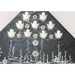 Wanddeko ENGELSZAUBER künstlerischer abstrakter Weihnachtsbaum auf einem Keilrahmen Künstlerbaum mit LED-Beleuchtung