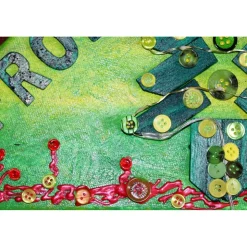 Wanddeko FROHES FEST künstlerischer, abstrakter Weihnachtsbaum auf einem Keilrahmen Künstlerbaum mit LED-Beleuchtung