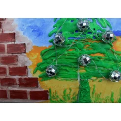 Wanddeko GRAFFITI künstlerischer abstrakter Weihnachtsbaum auf einem Keilrahmen Künstlerbaum mit LED-Beleuchtung