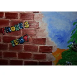 Wanddeko GRAFFITI künstlerischer abstrakter Weihnachtsbaum auf einem Keilrahmen Künstlerbaum mit LED-Beleuchtung