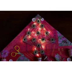 Wanddeko HANDARBEIT künstlerischer abstrakter Weihnachtsbaum auf einem Keilrahmen Künstlerbaum mit LED-Beleuchtung