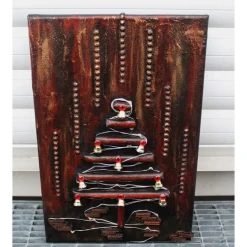 Wanddeko INDUSTRIAL-CHRISTMAS abstrakter Weihnachtsbaum auf einem Keilrahmen Künstlerbaum mit LED-Beleuchtung