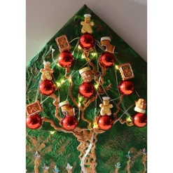 Wanddeko PFEFFERKUCHEN-BÄUMCHEN  abstrakter Weihnachtsbaum auf einem Keilrahmen Künstlerbaum mit LED-Beleuchtung