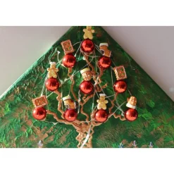 Wanddeko PFEFFERKUCHEN-BÄUMCHEN  abstrakter Weihnachtsbaum auf einem Keilrahmen Künstlerbaum mit LED-Beleuchtung