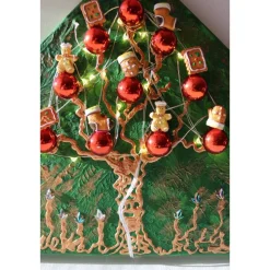 Wanddeko PFEFFERKUCHEN-BÄUMCHEN  abstrakter Weihnachtsbaum auf einem Keilrahmen Künstlerbaum mit LED-Beleuchtung