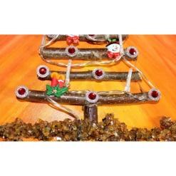 Wanddeko SCHNEEMANN-BAUM künstlerischer abstrakter Weihnachtsbaum auf einem Keilrahmen Künstlerbaum mit LED-Beleuchtung