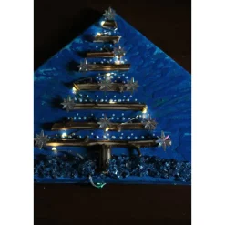 Wanddeko STERNENBAUM künstlerischer abstrakter Weihnachtsbaum auf einem Keilrahmen Künstlerbaum mit LED-Beleuchtung