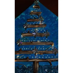 Wanddeko STERNENBAUM künstlerischer abstrakter Weihnachtsbaum auf einem Keilrahmen Künstlerbaum mit LED-Beleuchtung