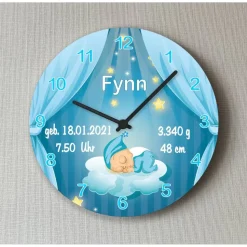 Wanduhr Baby Jungen Geburtsuhr Daten Namen Kinderwanduhr Geschenk Geburt Uhr