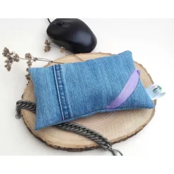 Waschbares Dinkelspelz-Mauskissen aus Denim und Reißverschluss, Jeans Mauskissen mit Dinkelspreu