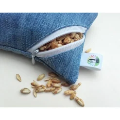 Waschbares Dinkelspelz-Mauskissen aus Denim und Reißverschluss, Jeans Mauskissen mit Dinkelspreu