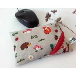 Waschbares Dinkelspelz-Mauskissen mit Naturmotiven und Reißverschluss, Mauskissen mit Dinkelspreu