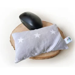 Waschbares Dinkelspelz-Mauskissen mit Sternchen und Reißverschluss, Mauskissen mit Dinkelspreu