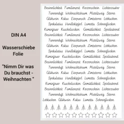 Wasserschiebefolie DIN A4 für Kerzen ~ "Nimm Dir was Du brauchst - Weihnachten" Kerzentattoo ~ Kerzensticker