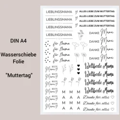 Wasserschiebefolie DIN A4 für Kerzen ~ "Alles Liebe zum Muttertag" Kerzentattoo ~ Kerzensticker Mama