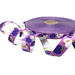 Webband Äpfel lila | 1m - 2,20 EUR/m - 15 mm breit | lilafarbenes Apfelwebband von Hamburger Liebe | An Apple a Day Koll