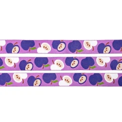Webband Äpfel lila | 1m - 2,20 EUR/m - 15 mm breit | lilafarbenes Apfelwebband von Hamburger Liebe | An Apple a Day Koll