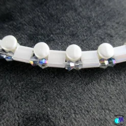 Wechsel-schmuck Magnet Glas-Perlen Collier weiß, kristall und pastell weiß Statement-Kette  ART 45 Glasperlenkette