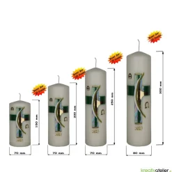 Weg des Glaubens – Christliche Osterkerze mit Kreuz und Alpha & Omega, Licht der Auferstehung, handgemacht