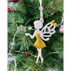 Weiß Handgemachte Weihnachtsbaumdeko Resin – Rentier, Fee, Tanne, Märchenhaus, Pferd – Epoxidharz Anhänger Weihnachten G