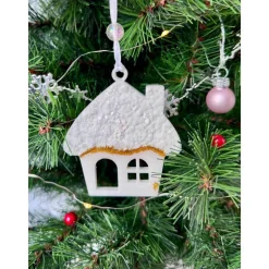 Weiß Handgemachte Weihnachtsbaumdeko Resin – Rentier, Fee, Tanne, Märchenhaus, Pferd – Epoxidharz Anhänger Weihnachten G