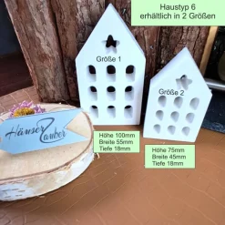 Weiße Deko Häuser – Handgemachte Keramik Häuschen im skandinavischen Stil für Fensterbank & Tischdeko