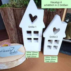 Weiße Deko Häuser – Handgemachte Keramik Häuschen im skandinavischen Stil für Fensterbank & Tischdeko