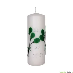 weiße Geburtstagskerze mit Luftballons, personalisierbar, Geburtstagsgeschenk, persönliches Geschenk, bunte Luftballons