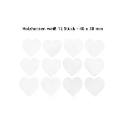 Weiße Holzherzen - 12 Stück