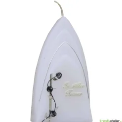 Weiße Trauerkerze In stiller Trauer mit Kreuz in antik silber, Formkerze, Gedenkkerze, Trauerkerze personalisierbar