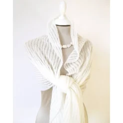 Weißer Brautschal aus Mohair, schlichte Hochzeitsstola gestrickt, festlicher Umhang, sommerlicher Damenschal