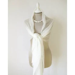 Weißer Brautschal aus Mohair, schlichte Hochzeitsstola gestrickt, festlicher Umhang, sommerlicher Damenschal