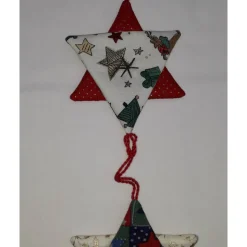 Weihnachtanhänger Sterne aus Baumwollstoff in Rot oder Blau